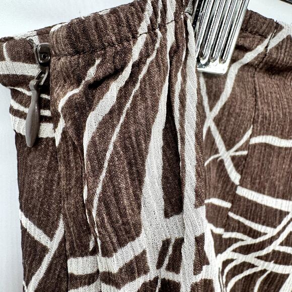 Chico's Skirt Womens Medium (28x24 ACTUAL) Brown Silk Gauzy Lined Flare - Picture 5 of 8